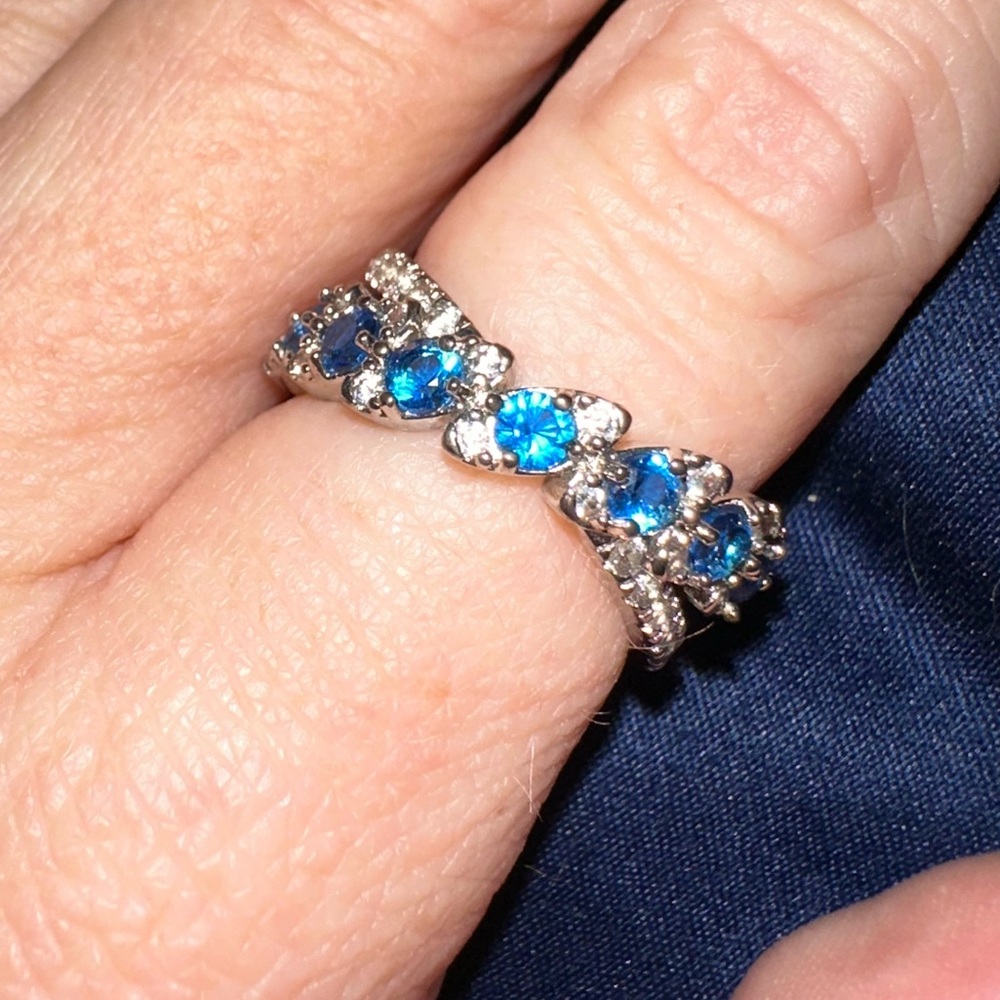 Dazzling Blue and Silver Women's Ring - Picture 1 of 11